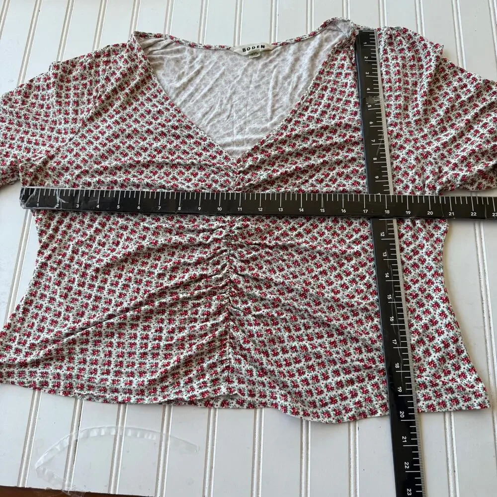 Boden Floral Ruched V-Neck Blouse Size US 20/22 UK 22